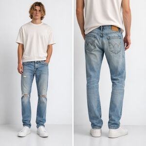 Edwin ED-80 Slim Tapered Jeans 33x32 Distressed Japanese Denim  J1817